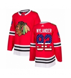 Men's Chicago Blackhawks #92 Alexander Nylander Authentic Red USA Flag Fashion Hockey Jersey