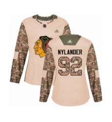 Women's Chicago Blackhawks #92 Alexander Nylander Authentic Camo Veterans Day Practice Hockey Jersey