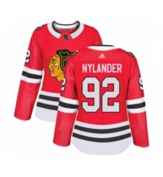 Women's Chicago Blackhawks #92 Alexander Nylander Authentic Red Home Hockey Jersey