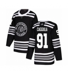 Men's Chicago Blackhawks #91 Drake Caggiula Authentic Black Alternate Hockey Jersey