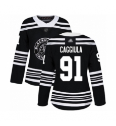 Women's Chicago Blackhawks #91 Drake Caggiula Authentic Black Alternate Hockey Jersey