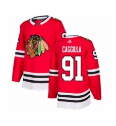 Youth Chicago Blackhawks #91 Drake Caggiula Authentic Red Home Hockey Jersey