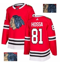 Men's Adidas Chicago Blackhawks #81 Marian Hossa Authentic Red Fashion Gold NHL Jersey