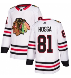 Men's Adidas Chicago Blackhawks #81 Marian Hossa Authentic White Away NHL Jersey