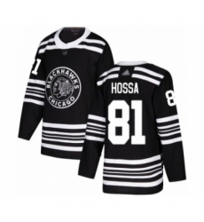 Men's Chicago Blackhawks #81 Marian Hossa Authentic Black Alternate Hockey Jersey