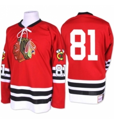Men's Mitchell and Ness Chicago Blackhawks #81 Marian Hossa Premier Red 1960-61 Throwback NHL Jersey