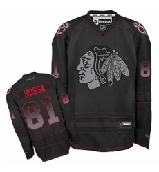 Men's Reebok Chicago Blackhawks #81 Marian Hossa Authentic Black Accelerator NHL Jersey