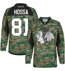 Men's Reebok Chicago Blackhawks #81 Marian Hossa Authentic Camo Veterans Day Practice NHL Jersey