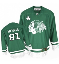 Men's Reebok Chicago Blackhawks #81 Marian Hossa Authentic Green St Patty's Day NHL Jersey