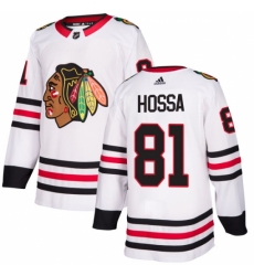 Women's Adidas Chicago Blackhawks #81 Marian Hossa Authentic White Away NHL Jersey