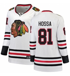 Women's Chicago Blackhawks #81 Marian Hossa Authentic White Away Fanatics Branded Breakaway NHL Jersey