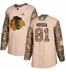 Youth Adidas Chicago Blackhawks #81 Marian Hossa Authentic Camo Veterans Day Practice NHL Jersey