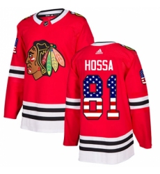 Youth Adidas Chicago Blackhawks #81 Marian Hossa Authentic Red USA Flag Fashion NHL Jersey