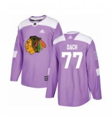 Men's Chicago Blackhawks #77 Kirby Dach Authentic Purple Fights Cancer Practice Hockey Jersey