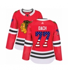 Women's Chicago Blackhawks #77 Kirby Dach Authentic Red USA Flag Fashion Hockey Jersey