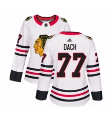 Women's Chicago Blackhawks #77 Kirby Dach Authentic White Away Hockey Jersey