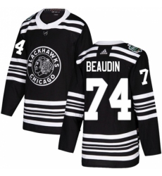 Men's Adidas Chicago Blackhawks #74 Nicolas Beaudin Authentic Black 2019 Winter Classic NHL Jersey