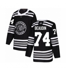 Men's Chicago Blackhawks #74 Nicolas Beaudin Authentic Black Alternate Hockey Jersey