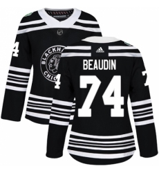 Women's Adidas Chicago Blackhawks #74 Nicolas Beaudin Authentic Black 2019 Winter Classic NHL Jersey