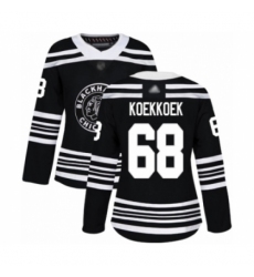 Women's Chicago Blackhawks #68 Slater Koekkoek Authentic Black Alternate Hockey Jersey