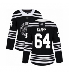 Women's Chicago Blackhawks #64 David Kampf Authentic Black Alternate Hockey Jersey