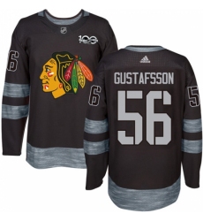Men's Adidas Chicago Blackhawks #56 Erik Gustafsson Authentic Black 1917-2017 100th Anniversary NHL Jersey