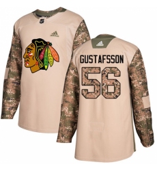 Men's Adidas Chicago Blackhawks #56 Erik Gustafsson Authentic Camo Veterans Day Practice NHL Jersey