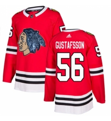 Men's Adidas Chicago Blackhawks #56 Erik Gustafsson Authentic Red Fashion Gold NHL Jersey