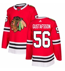 Men's Adidas Chicago Blackhawks #56 Erik Gustafsson Authentic Red Home NHL Jersey