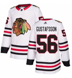 Men's Adidas Chicago Blackhawks #56 Erik Gustafsson Authentic White Away NHL Jersey