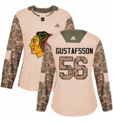 Women's Adidas Chicago Blackhawks #56 Erik Gustafsson Authentic Camo Veterans Day Practice NHL Jersey