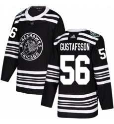 Youth Adidas Chicago Blackhawks #56 Erik Gustafsson Authentic Black 2019 Winter Classic NHL Jersey