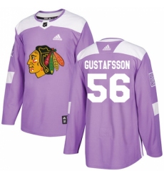 Youth Adidas Chicago Blackhawks #56 Erik Gustafsson Authentic Purple Fights Cancer Practice NHL Jersey