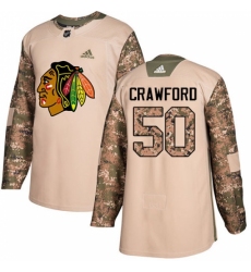 Men's Adidas Chicago Blackhawks #50 Corey Crawford Authentic Camo Veterans Day Practice NHL Jersey