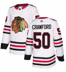 Men's Adidas Chicago Blackhawks #50 Corey Crawford Authentic White Away NHL Jersey