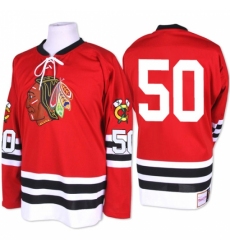 Men's Mitchell and Ness Chicago Blackhawks #50 Corey Crawford Authentic Red 1960-61 Throwback NHL Jersey