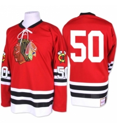 Men's Mitchell and Ness Chicago Blackhawks #50 Corey Crawford Premier Red 1960-61 Throwback NHL Jersey