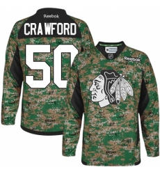 Men's Reebok Chicago Blackhawks #50 Corey Crawford Authentic Camo Veterans Day Practice NHL Jersey