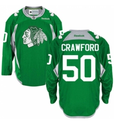 Men's Reebok Chicago Blackhawks #50 Corey Crawford Authentic Green Practice NHL Jersey