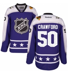 Men's Reebok Chicago Blackhawks #50 Corey Crawford Authentic Purple Central Division 2017 All-Star NHL Jersey