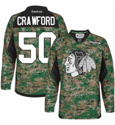 Men's Reebok Chicago Blackhawks #50 Corey Crawford Premier Camo Veterans Day Practice NHL Jersey