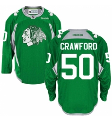 Men's Reebok Chicago Blackhawks #50 Corey Crawford Premier Green Practice NHL Jersey