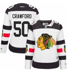 Women's Reebok Chicago Blackhawks #50 Corey Crawford Authentic White 2016 Stadium Series NHL Jersey
