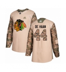 Men's Chicago Blackhawks #44 Calvin De Haan Authentic Camo Veterans Day Practice Hockey Jersey