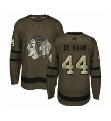 Men's Chicago Blackhawks #44 Calvin De Haan Authentic Green Salute to Service Hockey Jersey
