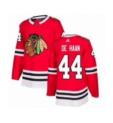 Men's Chicago Blackhawks #44 Calvin De Haan Authentic Red Home Hockey Jersey