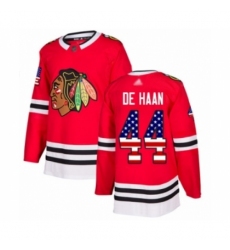 Men's Chicago Blackhawks #44 Calvin De Haan Authentic Red USA Flag Fashion Hockey Jersey