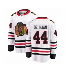 Men's Chicago Blackhawks #44 Calvin De Haan Authentic White Away Fanatics Branded Breakaway Hockey Jersey