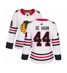 Women's Chicago Blackhawks #44 Calvin De Haan Authentic White Away Hockey Jersey