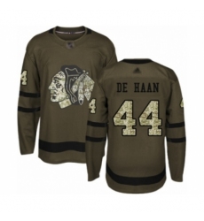 Youth Chicago Blackhawks #44 Calvin De Haan Authentic Green Salute to Service Hockey Jersey